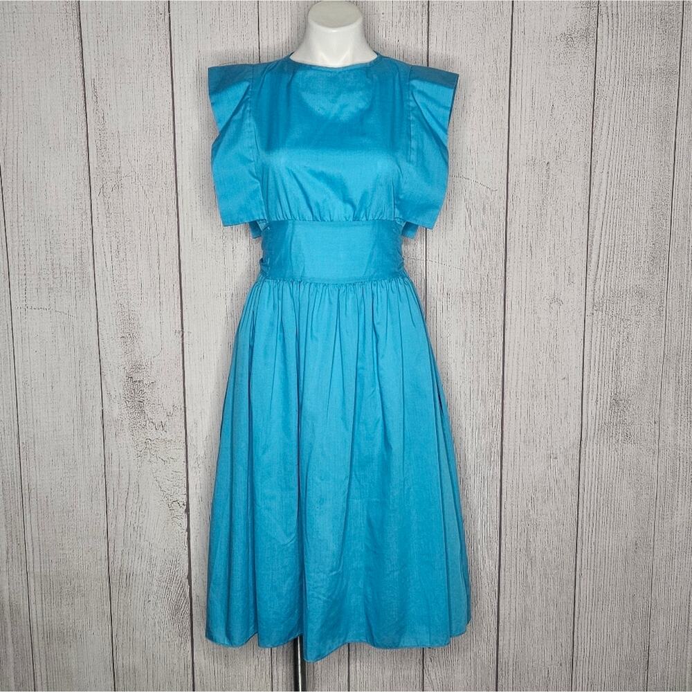 Vintage Turquoise Blue Midi Dress